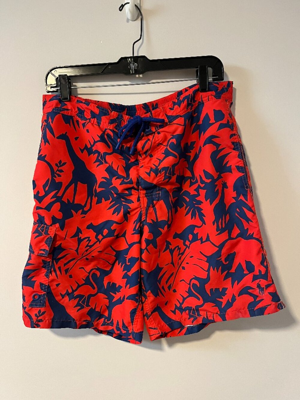 Polo Ralph Lauren Swim Trunk Mens M Red Blue Board Short Mesh Liner Jungle Print